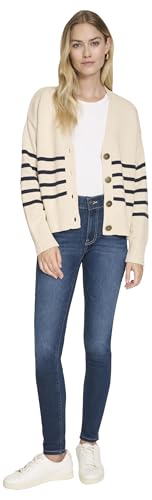 Nautica Women's Long Sleeve V-Neck Striped Cardigan