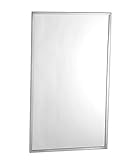 Bobrick 165 Series 430 Stainless Steel Channel Frame Glass Mirror, Bright Finish, 24' Width x 36'...