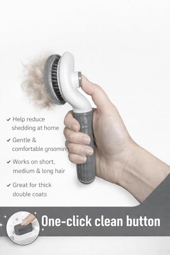 Self Cleaning Slicker Brush for Dogs & Cats – Deshedding Grooming Tool with One Click Hair Removal – Gentle for Sensitive Skin - Image 4