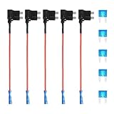 ZIMISI 5PCS 12V Car Add-a-Circuit Fuse, Mini ATM ATO Blade Fuse Holder with 5 x 15A Inserts, Automotive Fuses TAP Adapter Set for Car, Boat, Truck (Small)