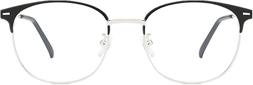 Vista 8 de Shiratori Nuevas gafas de lente transparente sin montura de medio marco de moda vintage Negro