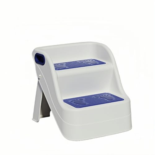 ATOOKY 子供用踏み台、トイレ補助、折りたたみはしご、踏み台、2段、収納簡単、滑り止め (ブルー)