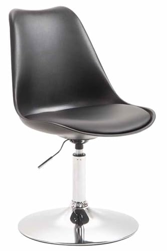 CLP Chaise De Salle A Manger Maverick avec Siège en Plastique Et Revêtement en Similicuir I Chaise Design Retro Ajustable avec Pied en Métal, Couleur:Noir,...