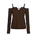 Womens Off The Shoulder Long Sleeve Tops T Shirt Sexy Chain Straps Tees Casual Solid Tunic Blouse 2025 Spring Clothes