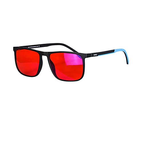 Image of SHINU Good Sleep Blue Light Blocking Glasses Men Red Lenses Anti Green Light Eliminate Eye Strain Glasses Bluelight 078RD