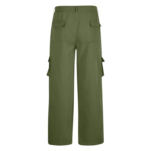 Mens Cargo Pants Fashion Elastic Waist Button Hiking Sweatpants Casual Outdoor Athletic Jogger Long Pant with Pockets3