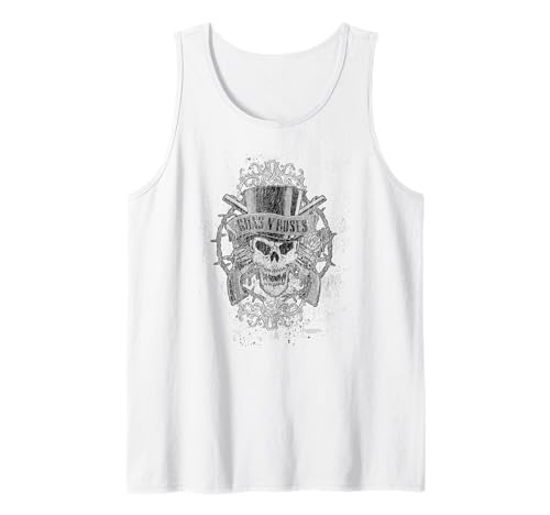 Guns 'N' Roses Faded Skull and Pistols Grunge Graphic Tank Top