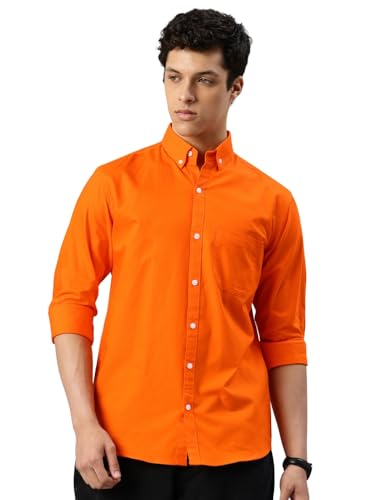 Image of Majestic Man Men's Solid Pure Cotton Casual Shirt - Slim Fit | Full Sleeves | Soft & Breathable Fabric