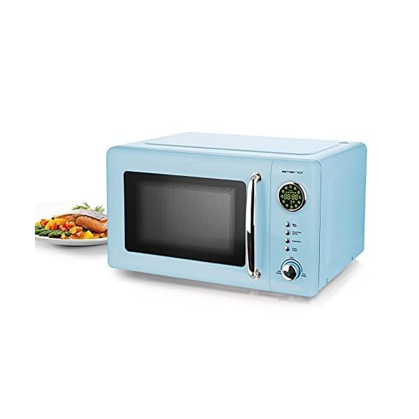 Blaue Mikrowelle 700 Watt Mikrowelle 20 Liter Garraum Drehteller Retro Design Emerio MW-112141.2 baby-blau Mikrowellen-Gerät hell-blau – Bild 6
