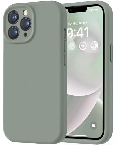 Image of LOVE 3000 Designed for iPhone 13 Pro Max Case, Premium Silicone with [Soft Anti-Scratch Microfiber Lining] Shockproof Protective Phone Case for Men Women Girls 6.7 inch, Calke Green