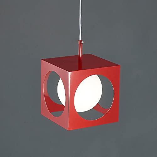 Lustre rétro en verre suspendu de haute finition avec structure en fer E27 - 3