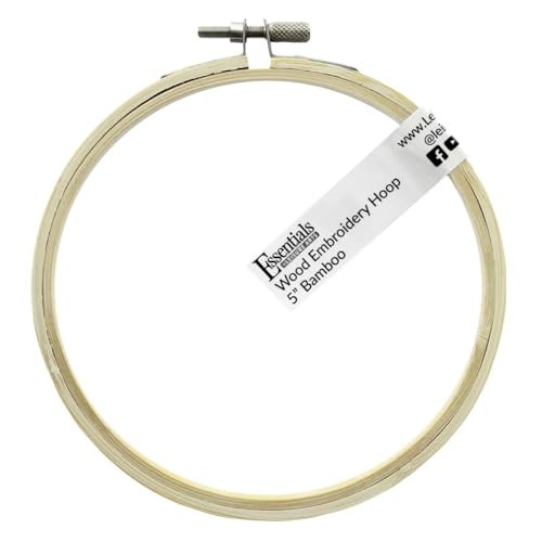 Image of Essentials By Leisure Arts Wood Embroidery Hoop 5 inch Bamboo - Wooden Hoops for Crafts - Embroidery Hoop Holder Cross Stitch Cross Stitch Hoops and Frames