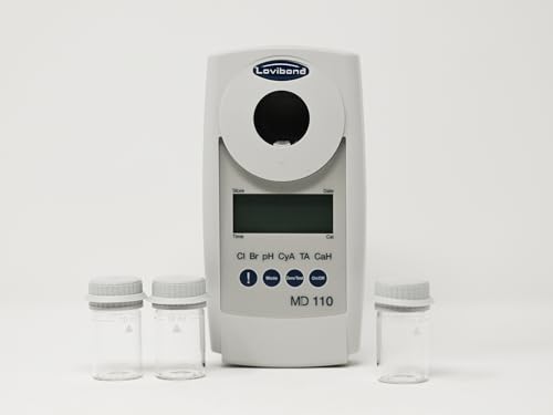 Lovibond - MD110 Pool Control 6 in 1 Photometer | Bluetooth, Waterproof | Chlorine, pH, Alkalinity, Calcium, Bromine, Cyanuric Acid Testing | Portable, Backlit Display | Swimming Pool pH Kit, Glass