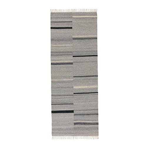 URBANARA Woll-Läufer Dindori 80x250 cm - 100% Wolle, Wollteppich mit Kelim-Webung, Handgewebt...