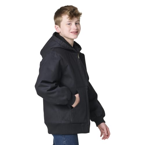Image of Carhartt Boys' Flannel-Lined Hooded Canvas Insulated Zip-Up Jacket