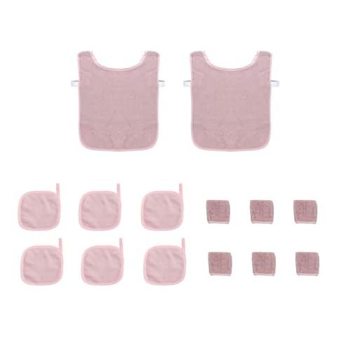 Montessori Cotton Toweling Aprons, Hand Towels, Hand Mitts, 14-Piece Set, Child Size (Pink) Cover