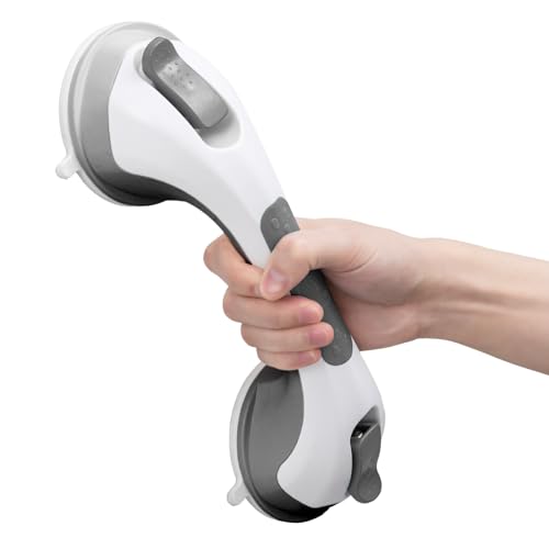 LEVERLOC Poignée Ventouse, 31 CM Douche Barre d'appui À Succion pour Baignoire, 110 KG Poignées de Sécurité pour Salle De Bain, Seniors, Personnes Âgées, Résistant, Barre de Maintien Amovible, Gris LEVERLOC Poignée Ventouse, 31 CM Douche Barre d'appui À Succion pour Baignoire, 110 KG Poignées de Sécurité pour Salle De Bain, Seniors, Personnes Âgées, Résistant, Barre de Maintien Amovible, Gris