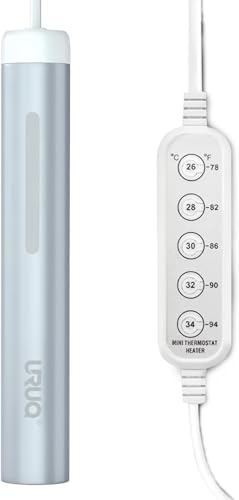 URUQ Small Aquarium Fish Tank Heater: 50W Submersible Aquarium Heater Adjustable Temperature Ultra-Low Water Level for Betta Fish Starter Kit - 5-10 Gallon Mini Aquarium