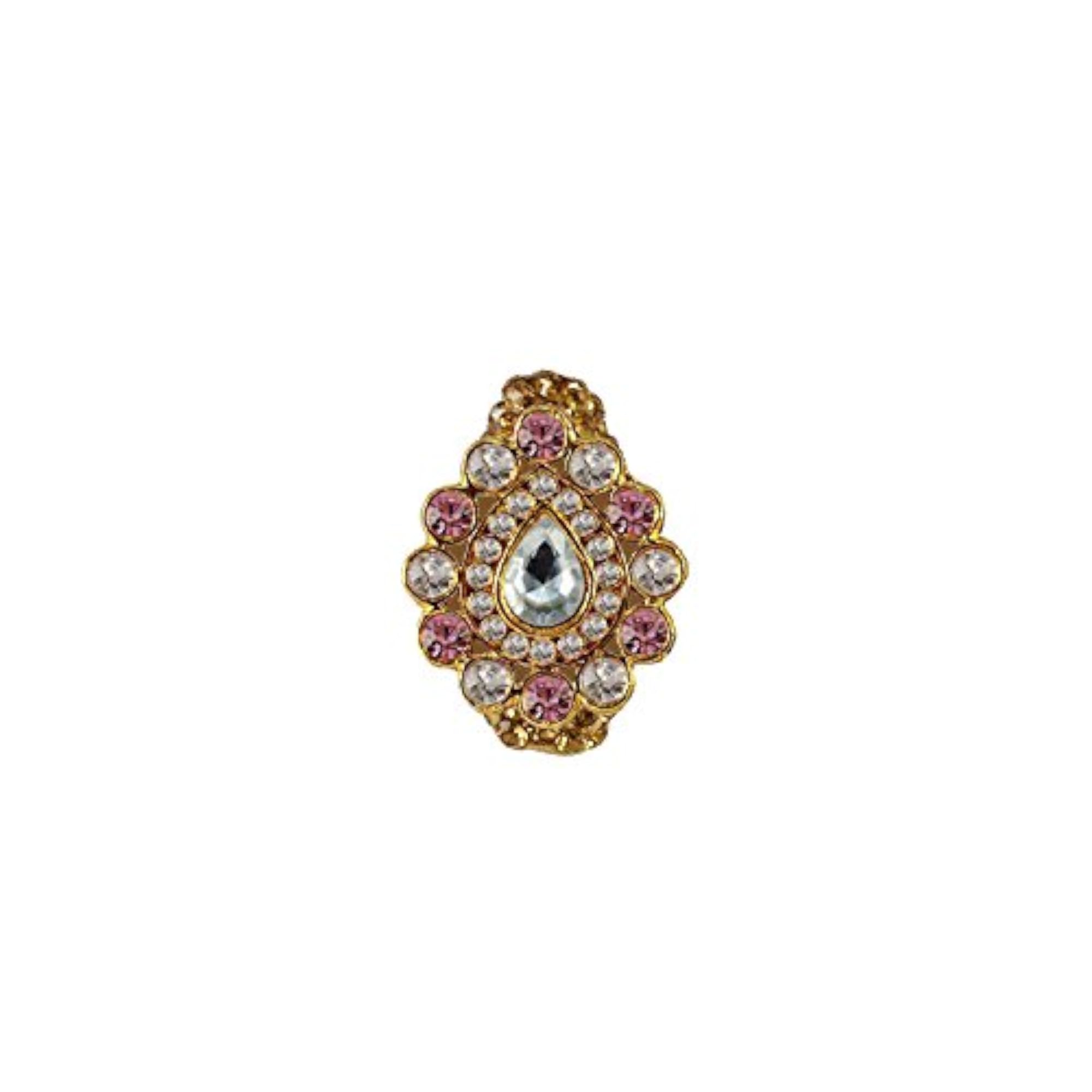 Unisex Multicolour Brass Stone Stud Floral Brooch, Wedding & Party