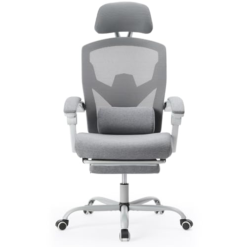 Sweetcrispy Office Computer Desk Chair with Footrest,Ergonomic High-Back Mesh Rolling