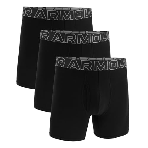 Under Armour Pack de 3 Bóxers de Algodón Performance para Hombre, Largo de Pierna de 15 cm – Transpirable, Absorbe la Humedad, Tacto Suave, Comodidad Todo el Día