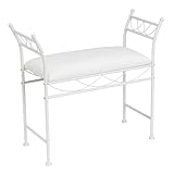 LOLAhome Banqueta Dormitorio Classic de Metal Blanco y Tela de algodón de 74 cm