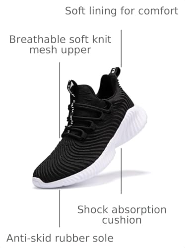 Image of JMFCHI Boys Girls Kids Sneakers Knitted Mesh Running Tennis Athletic Shoes