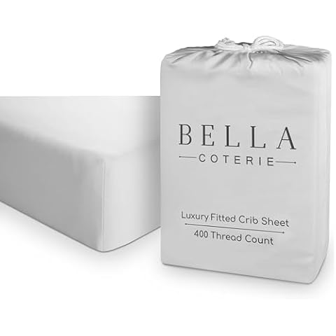 Bella Coterie Luxury Bamboo Crib Sheet | Organically Grown | Ultra Soft | Cooling for Better Sleep | Deep Pocket Fitted Sheet for Crib & Toddler Mattress | Viscose Made from Bamboo [Grey Mist] Cover