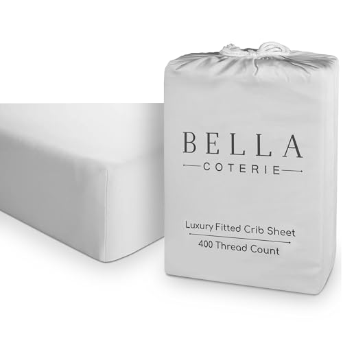 Image of BELLA COTERIE Luxury Bamboo Crib Sheet | Organically Grown | Ultra Soft | Cooling for Better Sleep | Deep Pocket Fitted Sheet for Crib & Toddler Mattress | Viscose Made from Bamboo [Grey Mist]