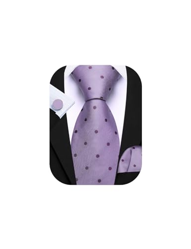 Image of Barry.Wang Ties for Men Silk Tie Sets Polka Dot Woven Necktie Pocket Square Cufflinks Business Wedding
