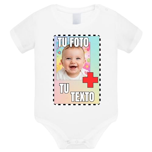 Bebesar Body bebe personalizado | Ropa bebe personalizada | Regalo bebe personalizado para recién nacido | Body unisex de algodón suave con impresión duradera. (Blanco, 3 meses)