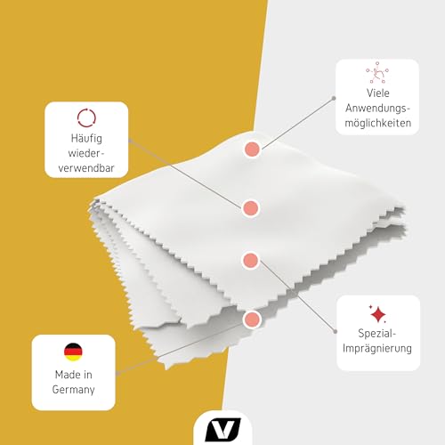 Gold Poliertuch für Schmuck & Münzen - Goldputztuch - Putztuch zur Reinigung & Pflege von Gold, Rosegold & Weißgold - Schmuckputztuch für Goldschmuck made in Germany