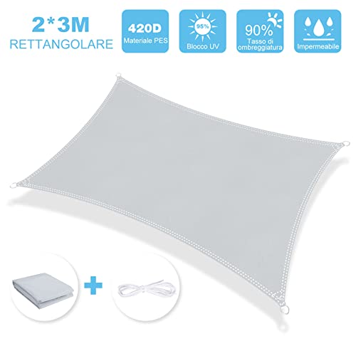 Wokkol Tende da Sole per Esterno, Vela Ombreggiante, Tenda Parasole Esterno, Protezione Raggi UV Vela Tenda, Impermeabile e Resistente, Tenda a Vela per Giardino Balcone Terrazza (Rettangolare, 2X3M) - Image 3