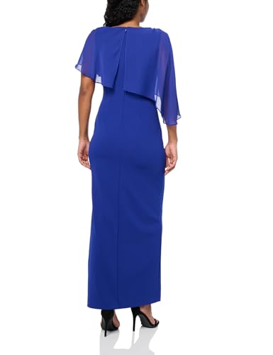 Image of Jessica Howard Women's Sleeveless Boat Neck Chiffon Caped Sheath Maxi Dress