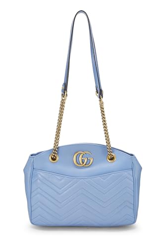 Gucci, Pre-loved Blue Leather GG Marmont Tote, Blue