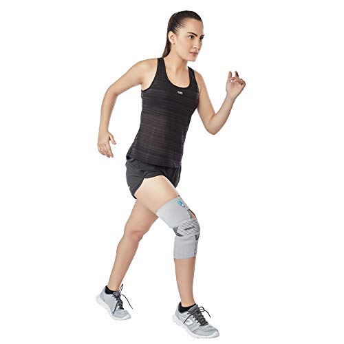 Image of Vissco Knee Wrap with Loop Elastic Technology, Knee Support Provides Compression to the Knee, Braces for Gym & Sports, Helps In Fast Recovery (SINGLE) - XL (Grey)