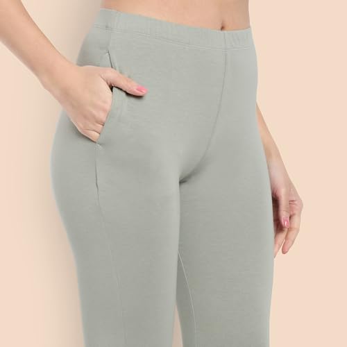 Image of ONE SKY Women Full Length Leggings | Cotton Modal Spandex Blend | High Waist Stretchable & Bio-Washed Fabric | Colour-Lock Technology | Comfortable Leggings for Women