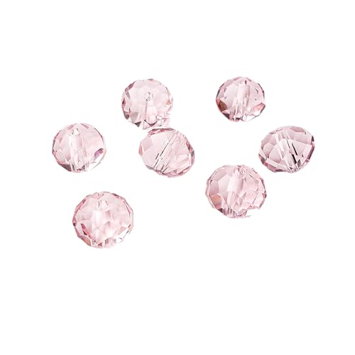 Image of 8mm Rondelle Pink Glass Beads for Jewelry Making, 300pcs Faceted Briolette Crytal Spacer Beads for Bracelet Necklace Earring