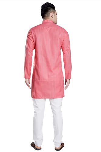 Image of DIVISIVE Men's Self Zari Line Cotton Blend Slim Fit Kurta Pyjama Set