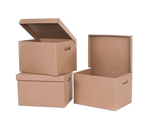 Archivbox Klappdeckelkarton 460x330x290 mm Innenmaß Versandkarton Archivschachtel Braun Einwellig + Tragelöcher u. Deckel NEU (20 Stück)