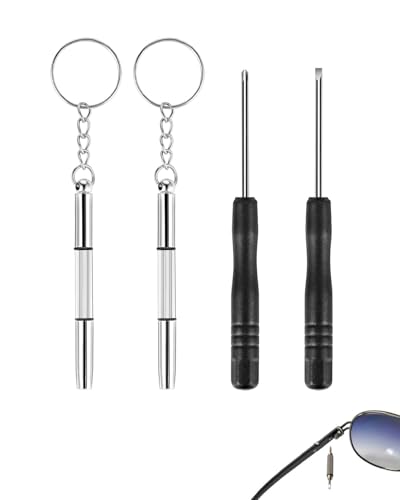 HUVZOR 3 en 1 Reparación de Destornillador para Gafas, 4 Piezas Precisión Herramienta de Mini Destornillador para Gafas, Gafas de Sol, Relojes y Joyas