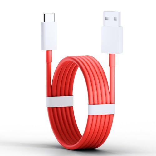 Image of Mudo 100W Onplus Dash Warp Charge Cable | 6.5A USB Type A To C PD Data Sync Fast Charging Cable Compatible With One Plus 8T / 9 / 9R / 9 Pro / 9RT / 10R / Nord & For All Type C Devices 1M (Red)