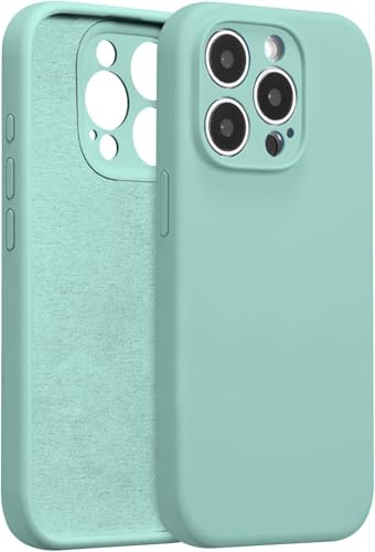 Image of DIZORO Compatible for iPhone 15 PRO Camera Protection Case 6.1, Slim Liquid Silicone 3 Layers Full Covered Soft Gel Rubber Phone Case Protective Cover 6.1 Inch - Mint Green.