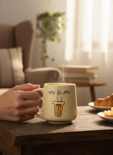 Image of Chai Ho Jaye Mug for Chai Lovers 250 ML Handmade Ceramic Coffee & Tea Mug | Microwave Safe Dishwasher Safe | Tea Milk Green Tea Cold Coffee Cup (Set of 1)