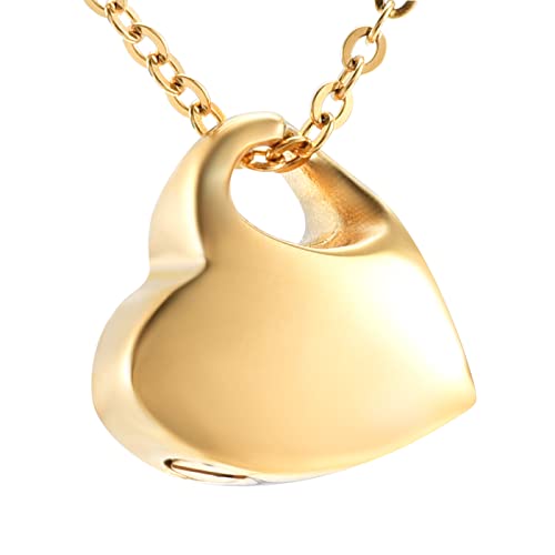 EdNey Colar com pingente de urna de cremação comemoração de cinzas de joalharia funerária de urna de coração, Aço inoxidável