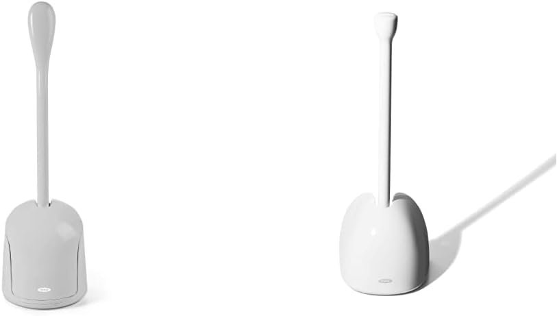 OXO Good Grips Toilet Cleaning Essentials Bundle - Compact Toilet Brush & Canister + Toilet Plunger with Cover