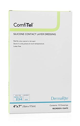 ComfiTel Silicone Contact Layer Dressing 4" x 7" - Barrera protectora entre la herida y el apósito exterior - Minimiza el dolor, semitransparente, libre de látex - Se adhiere a la piel, no a las heridas miniatura 1