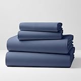 Mellanni Queen Flannel Sheet Set - 4 pc Luxury 100% Cotton - Lightweight Bed Sheets - Cozy, Soft, Warm, Breathable Bedding - Deep Pockets - All Around Elastic (Queen, Blue)