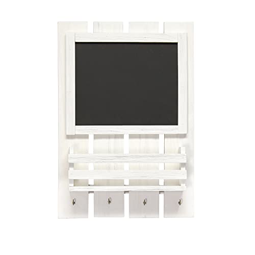 Elegant Designs HG1023-WWH Wooden Wall Mounted Chalkboard Sign With Key Holder Hooks And Mail Storage thumb #7
