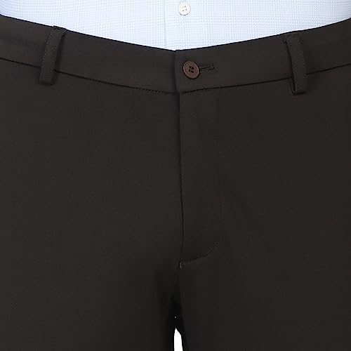 Image of Siea Casual Solid Khakis in Brown